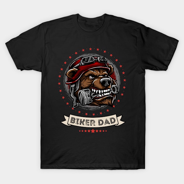 Biker Dad Bear T-Shirt by yapp